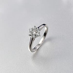 D'Joy Premium Mangoro Aquamarine and White Zircon 0.35 ctw Ring in Rhodium Over Sterling Silver (Size 9.0)