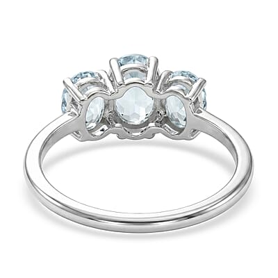 D'Joy Premium Mangoro Aquamarine 1.50 ctw Ring in Rhodium Over Sterling Silver (Size 6.0)