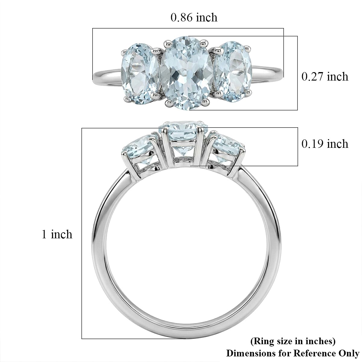D'Joy Premium Mangoro Aquamarine 1.50 ctw Ring in Rhodium Over Sterling Silver (Size 6.0)