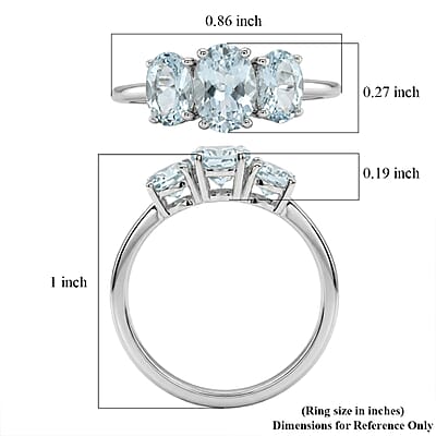 D'Joy Premium Mangoro Aquamarine 1.50 ctw Ring in Rhodium Over Sterling Silver (Size 6.0)