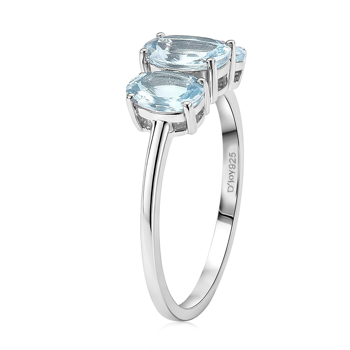 D'Joy Premium Mangoro Aquamarine 1.50 ctw Ring in Rhodium Over Sterling Silver (Size 8.0) image number 3