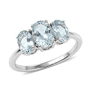 D'Joy Premium Mangoro Aquamarine 1.50 ctw Ring in Rhodium Over Sterling Silver