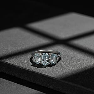 D'Joy Premium Mangoro Aquamarine 1.50 ctw Ring in Rhodium Over Sterling Silver