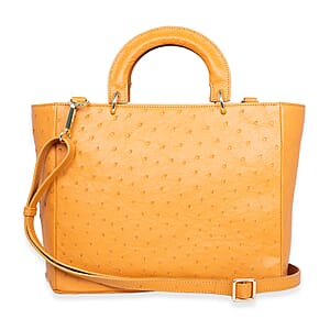 Grand Pelle Camel Genuine Ostrich Leather Tote Bag