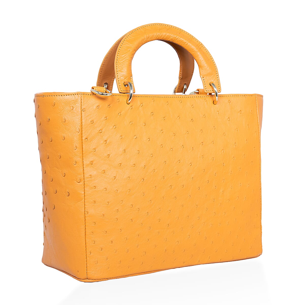 Grand Pelle Camel Genuine Ostrich Leather Tote Bag image number 3