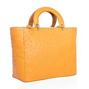 Grand Pelle Camel Genuine Ostrich Leather Tote Bag