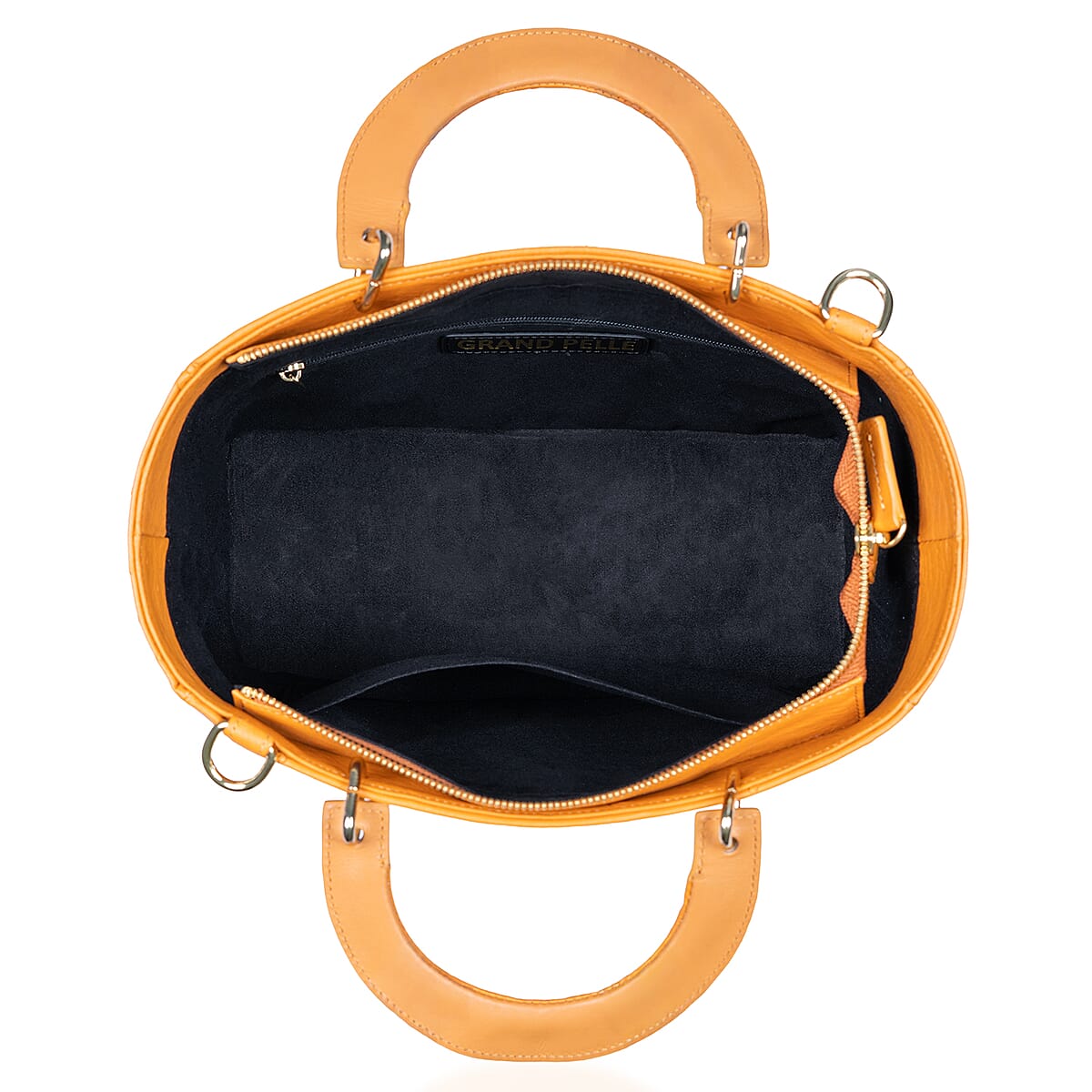 Grand Pelle Camel Genuine Ostrich Leather Tote Bag image number 7