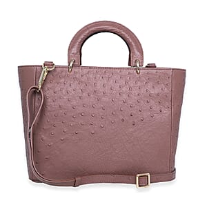 Grand Pelle Brown Genuine Ostrich Leather Tote Bag
