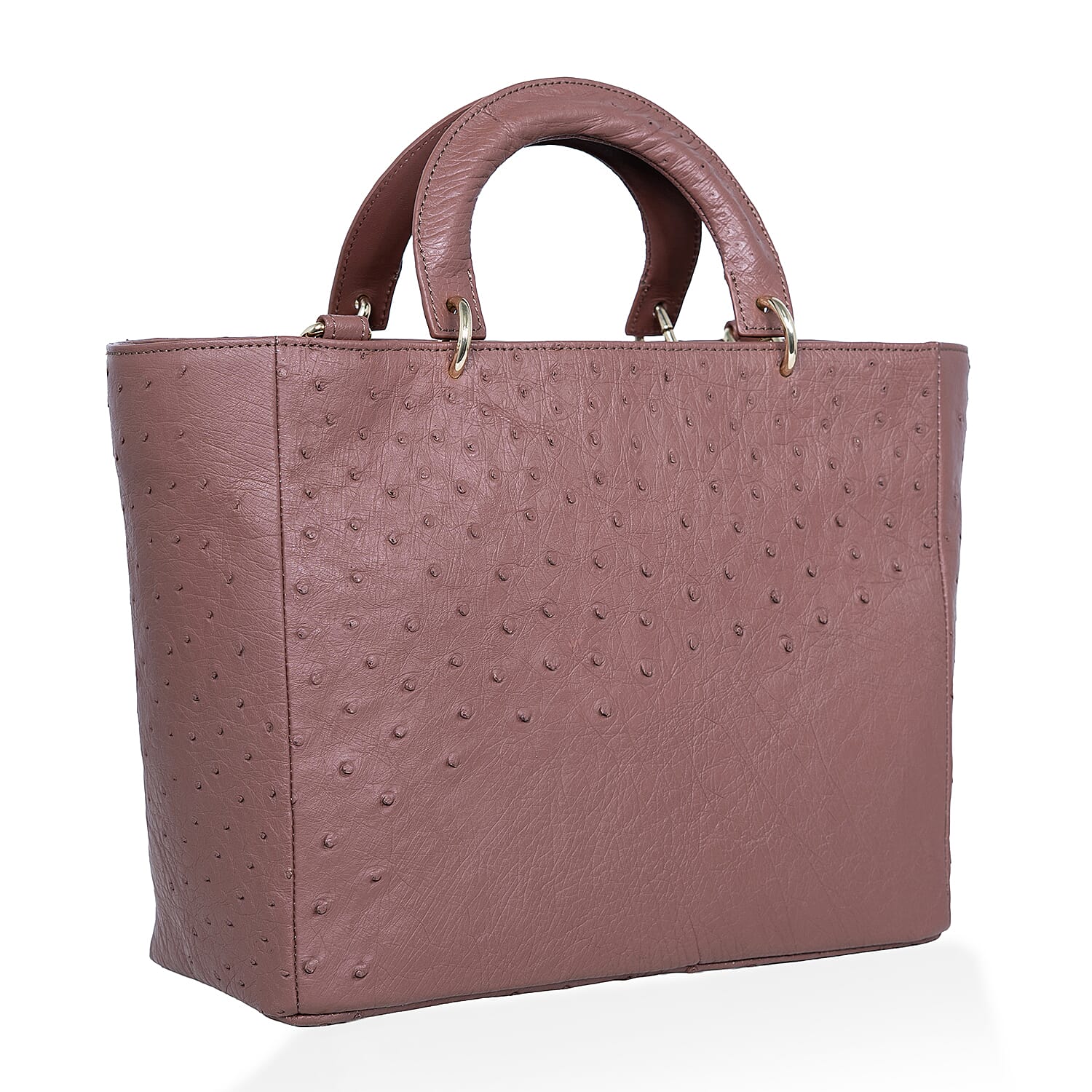 Grand Pelle Brown Genuine Ostrich Leather Tote Bag