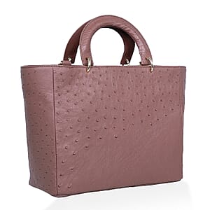 Grand Pelle Brown Genuine Ostrich Leather Tote Bag