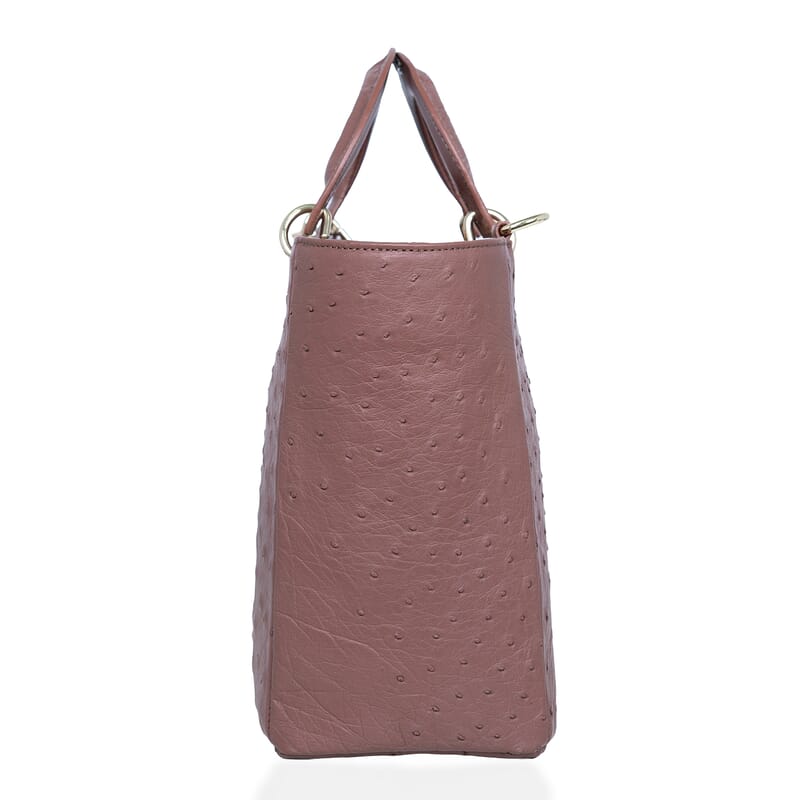 Grand Pelle Brown Genuine Ostrich Leather Tote Bag