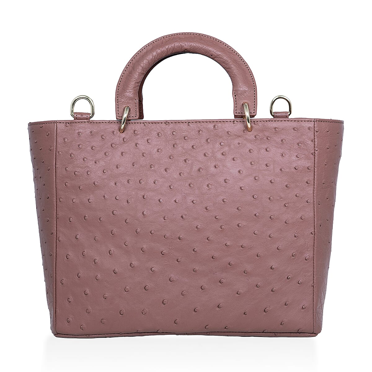 Grand Pelle Brown Genuine Ostrich Leather Tote Bag image number 5