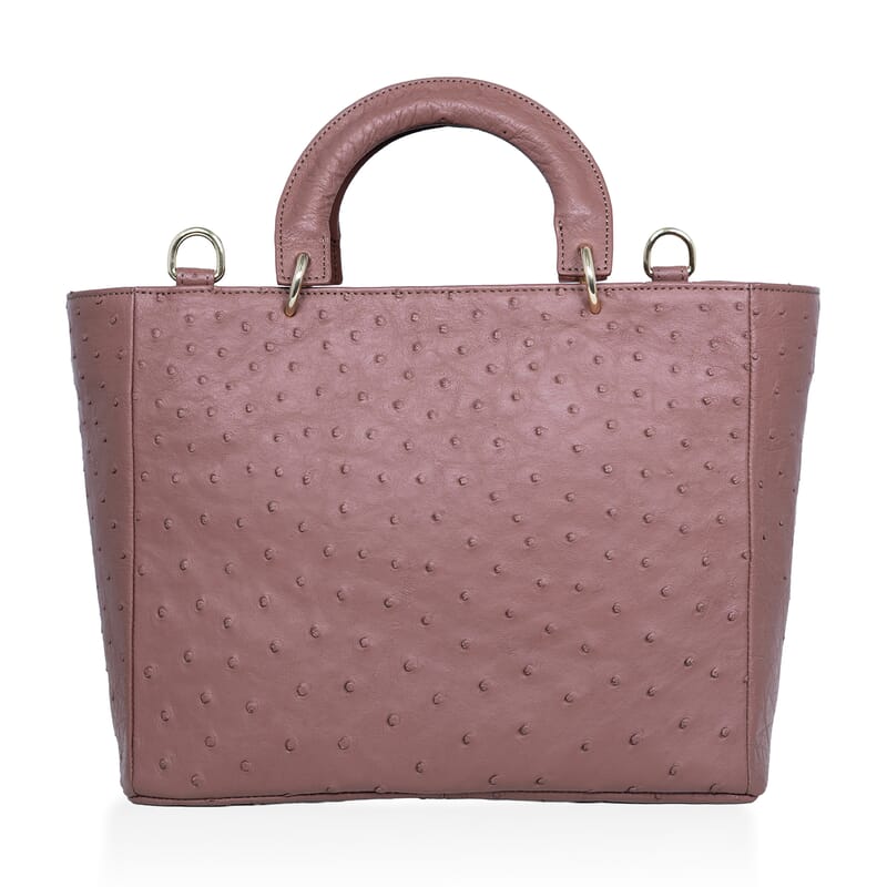 Grand Pelle Brown Genuine Ostrich Leather Tote Bag