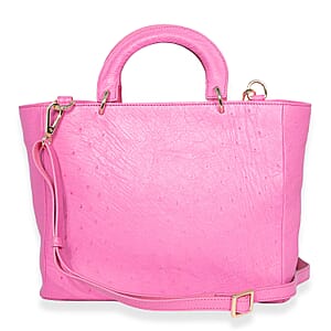 Grand Pelle Pink Genuine Ostrich Leather Tote Bag