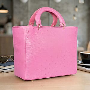 Grand Pelle Pink Genuine Ostrich Leather Tote Bag