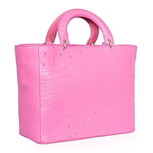 Grand Pelle Pink Genuine Ostrich Leather Tote Bag
