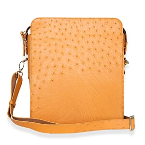 Grand Pelle Camel Genuine Ostrich Leather Crossbody Bag
