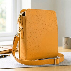 Grand Pelle Camel Genuine Ostrich Leather Crossbody Bag