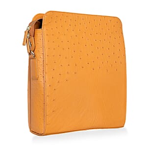 Grand Pelle Camel Genuine Ostrich Leather Crossbody Bag