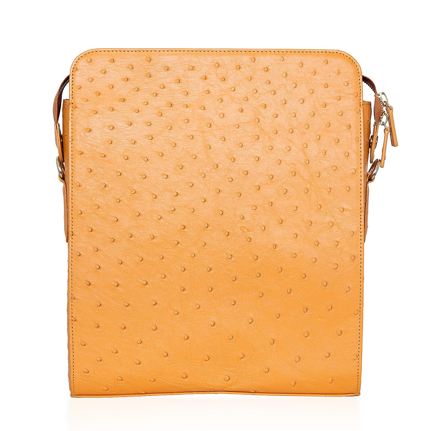Grand Pelle Camel Genuine Ostrich Leather Crossbody Bag