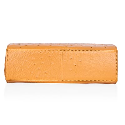Grand Pelle Camel Genuine Ostrich Leather Crossbody Bag