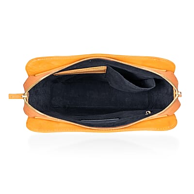 Grand Pelle Camel Genuine Ostrich Leather Crossbody Bag
