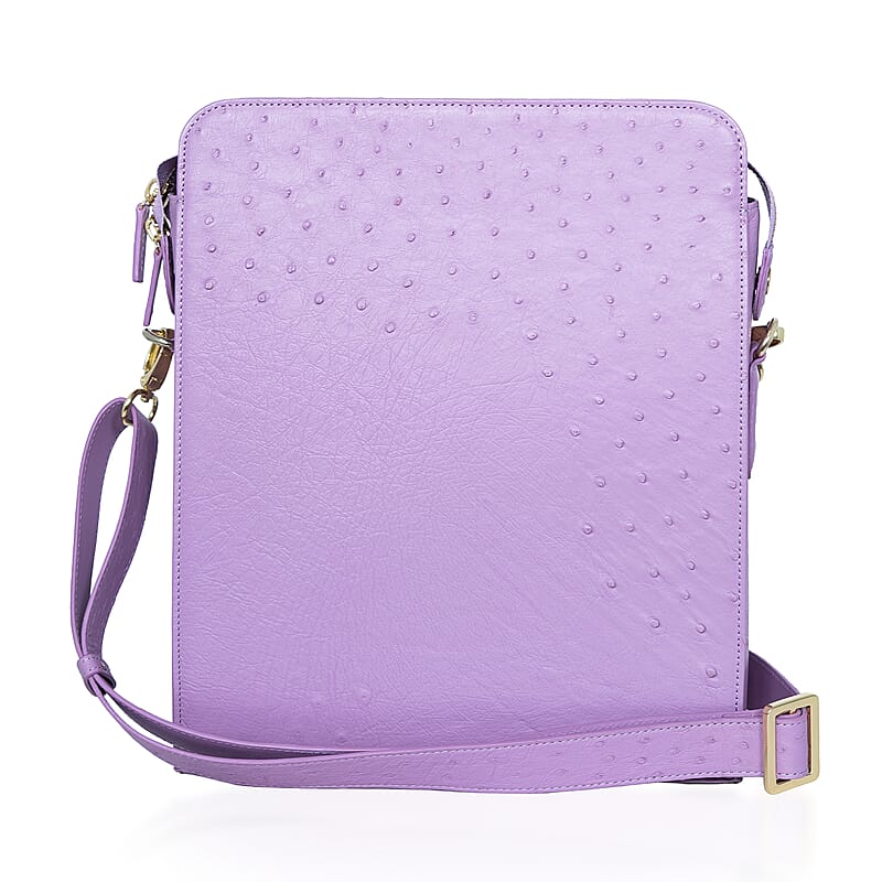 Grand Pelle Purple Genuine Ostrich Leather Crossbody Bag