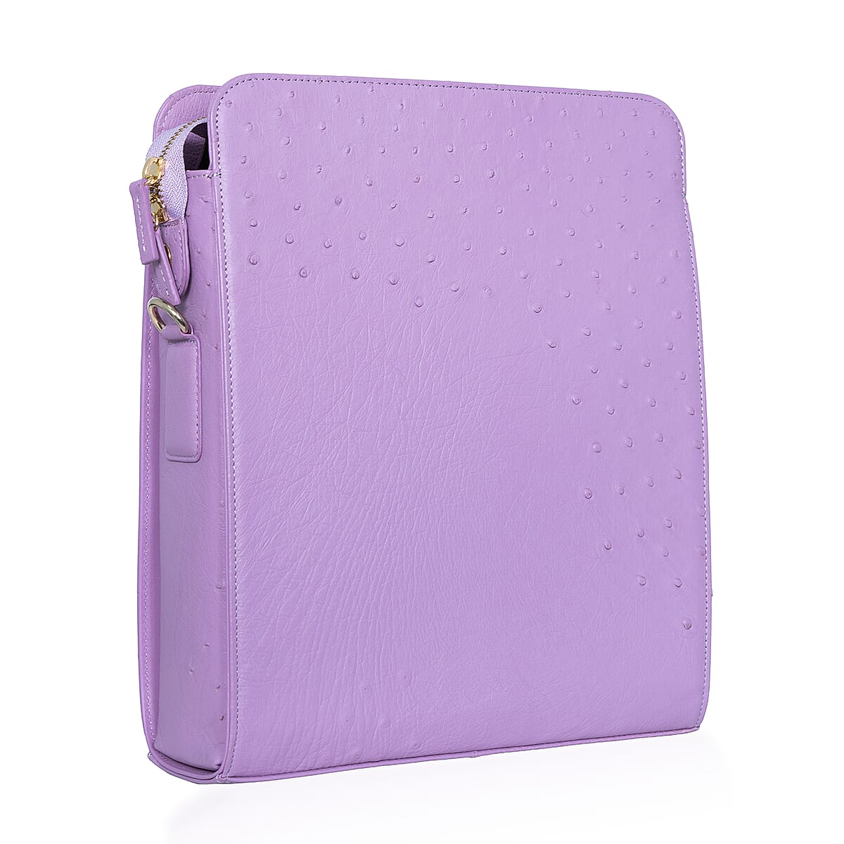 Grand Pelle Purple Genuine Ostrich Leather Crossbody Bag image number 3