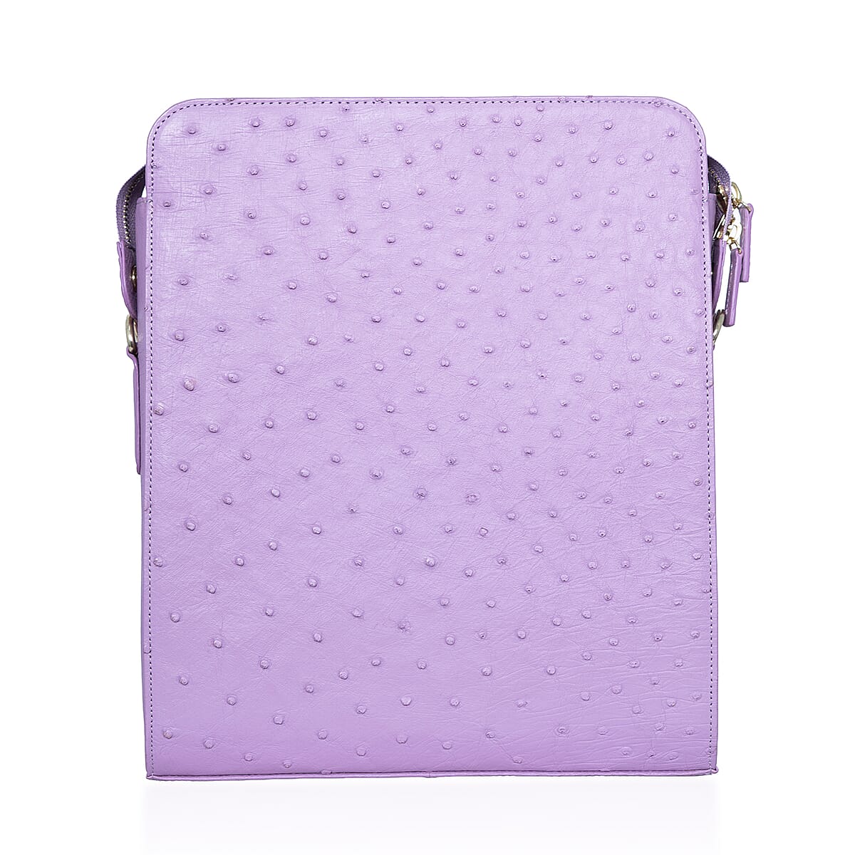 Grand Pelle Purple Genuine Ostrich Leather Crossbody Bag image number 5