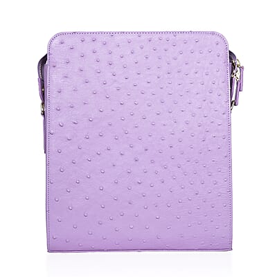 Grand Pelle Purple Genuine Ostrich Leather Crossbody Bag