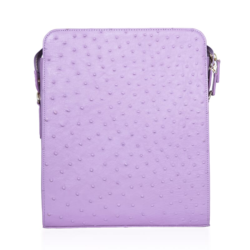 Grand Pelle Purple Genuine Ostrich Leather Crossbody Bag