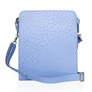Grand Pelle Blue Genuine Ostrich Leather Crossbody Bag