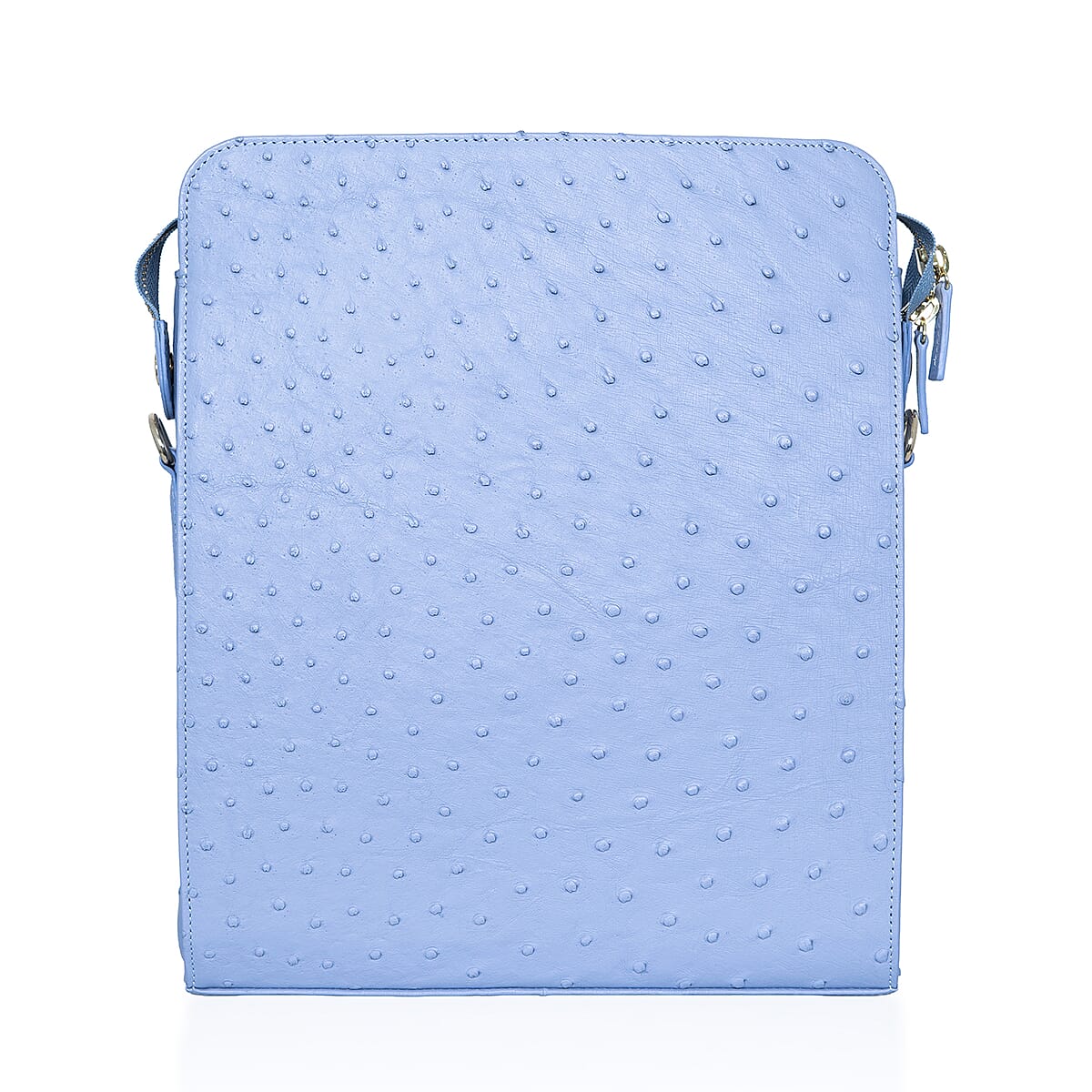 Grand Pelle Blue Genuine Ostrich Leather Crossbody Bag image number 5