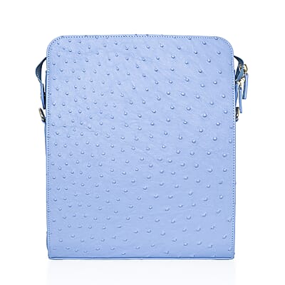 Grand Pelle Blue Genuine Ostrich Leather Crossbody Bag