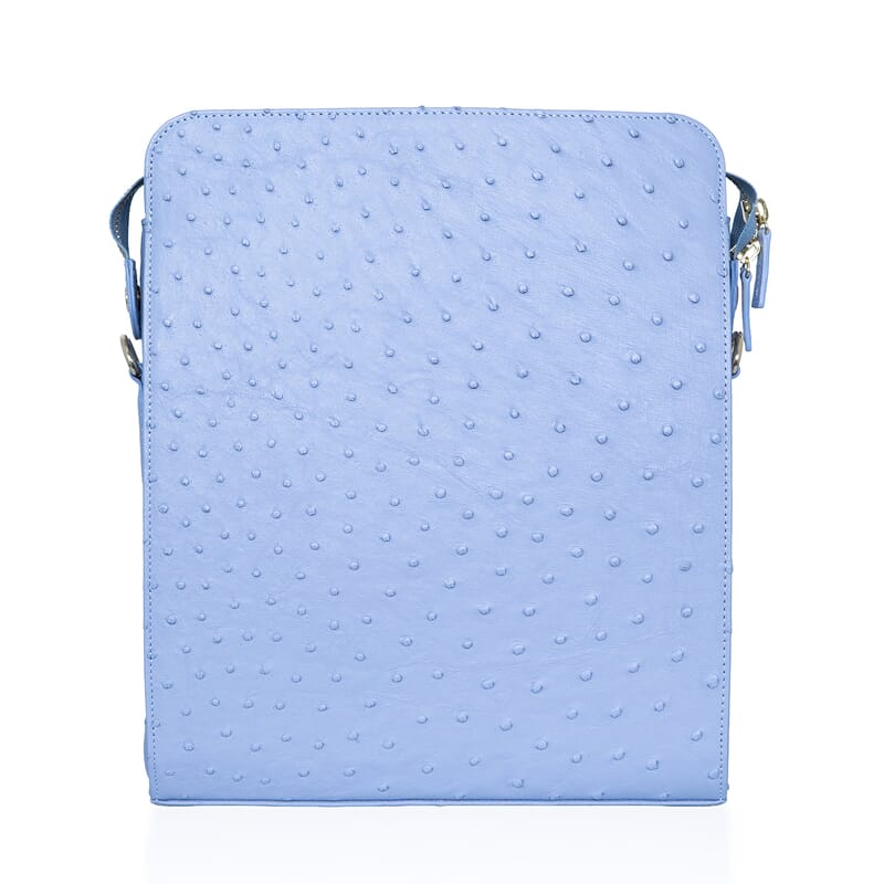 Grand Pelle Blue Genuine Ostrich Leather Crossbody Bag