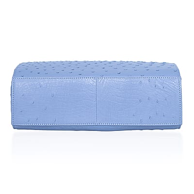 Grand Pelle Blue Genuine Ostrich Leather Crossbody Bag