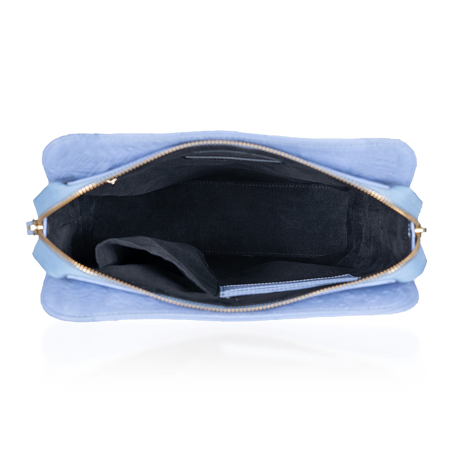 Grand Pelle Blue Genuine Ostrich Leather Crossbody Bag