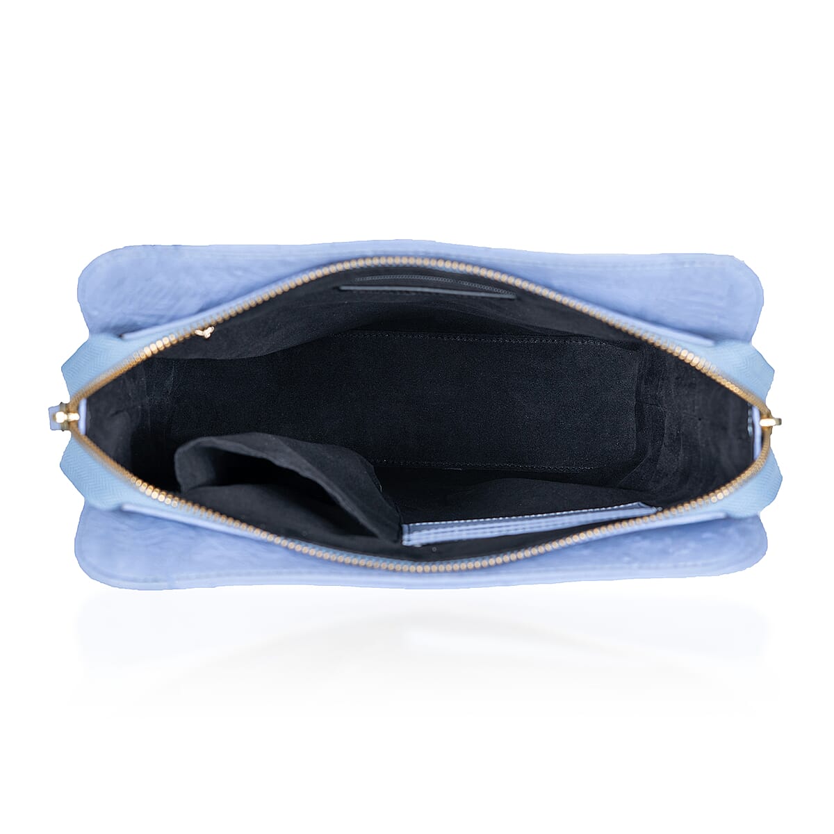 Grand Pelle Blue Genuine Ostrich Leather Crossbody Bag image number 7