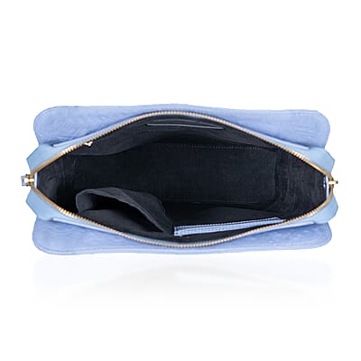 Grand Pelle Blue Genuine Ostrich Leather Crossbody Bag