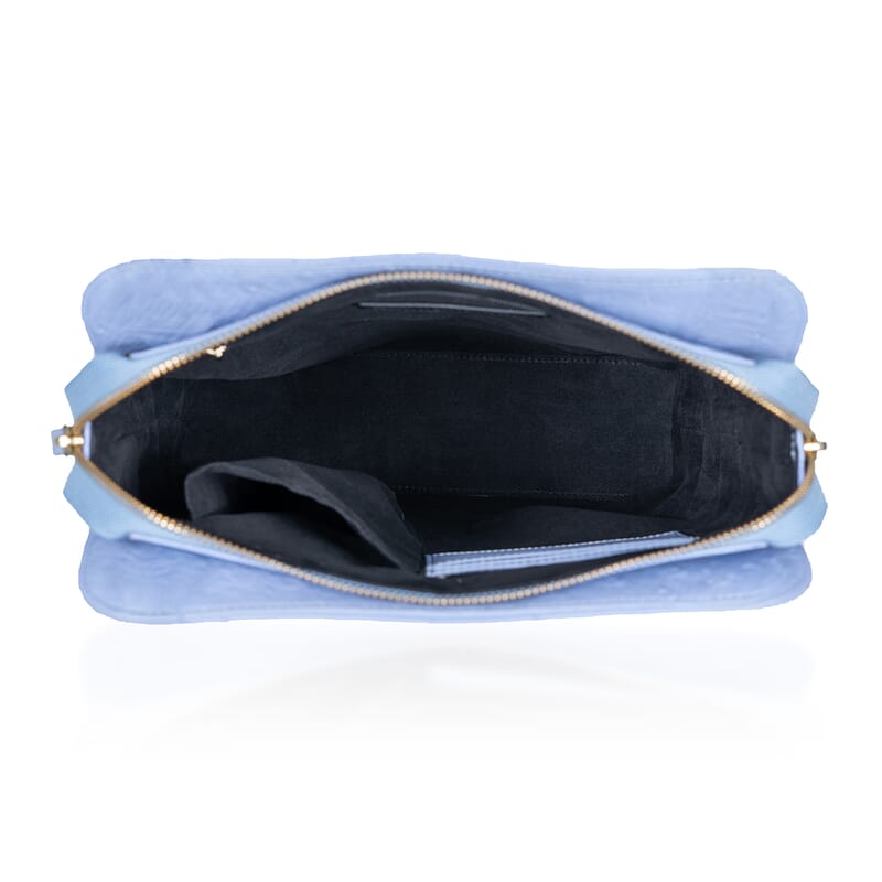 Grand Pelle Blue Genuine Ostrich Leather Crossbody Bag