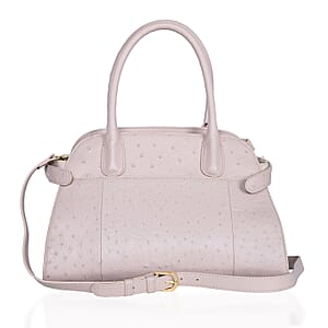 Grand Pelle Beige & Taupe Genuine Ostrich Leather Tote Bag