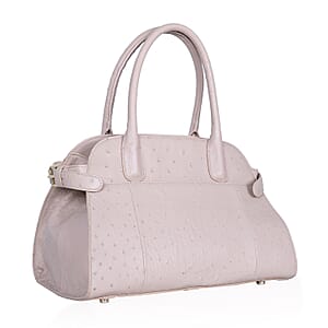 Grand Pelle Beige & Taupe Genuine Ostrich Leather Tote Bag