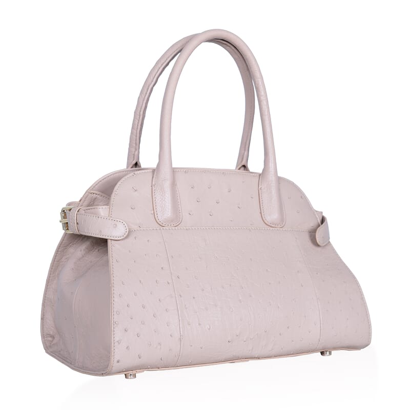 Grand Pelle Beige & Taupe Genuine Ostrich Leather Tote Bag