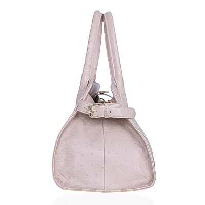 Grand Pelle Beige & Taupe Genuine Ostrich Leather Tote Bag