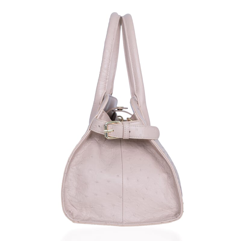 Grand Pelle Beige & Taupe Genuine Ostrich Leather Tote Bag