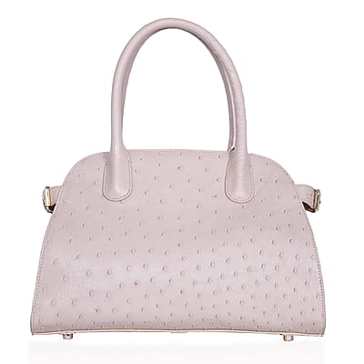 Grand Pelle Beige & Taupe Genuine Ostrich Leather Tote Bag