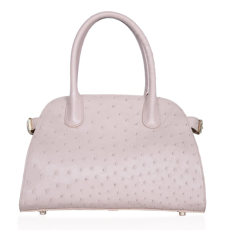 Grand Pelle Beige & Taupe Genuine Ostrich Leather Tote Bag