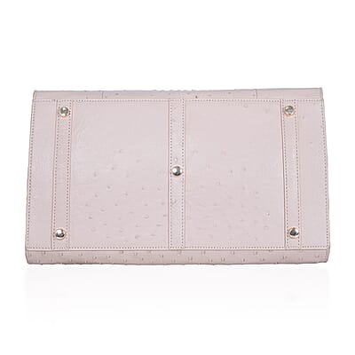 Grand Pelle Beige & Taupe Genuine Ostrich Leather Tote Bag