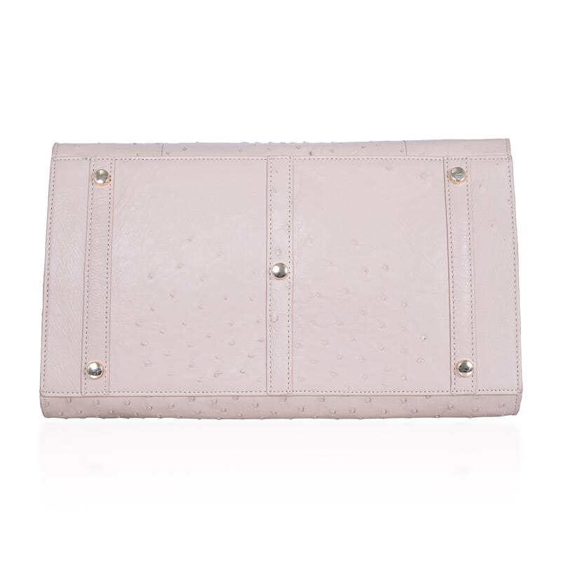 Grand Pelle Beige & Taupe Genuine Ostrich Leather Tote Bag