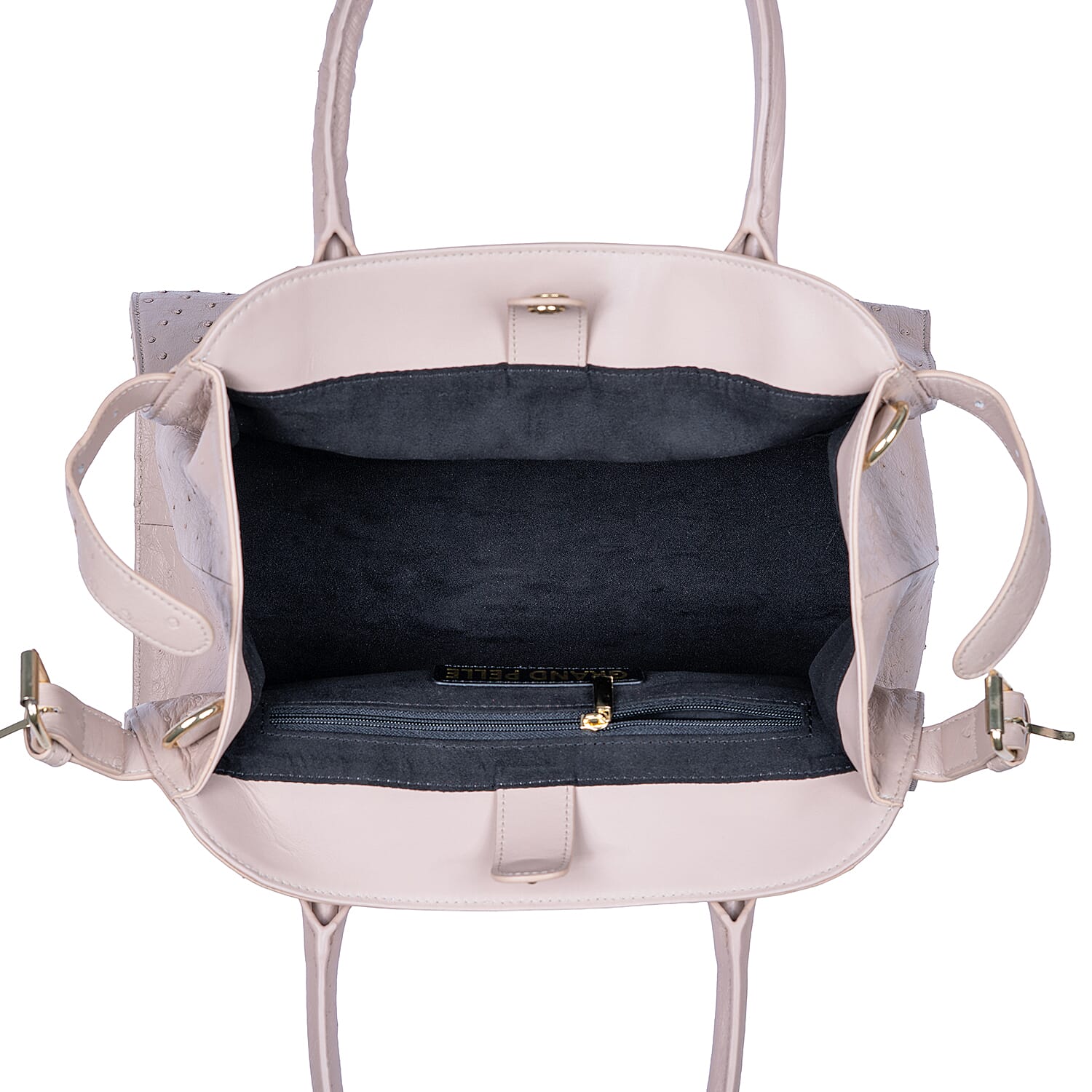 Grand Pelle Beige & Taupe Genuine Ostrich Leather Tote Bag